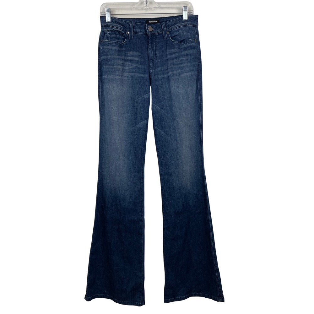 Bebe Womens Flare Leg Jeans Medium Wash‎ Blue Denim Size 29 Made in USA
